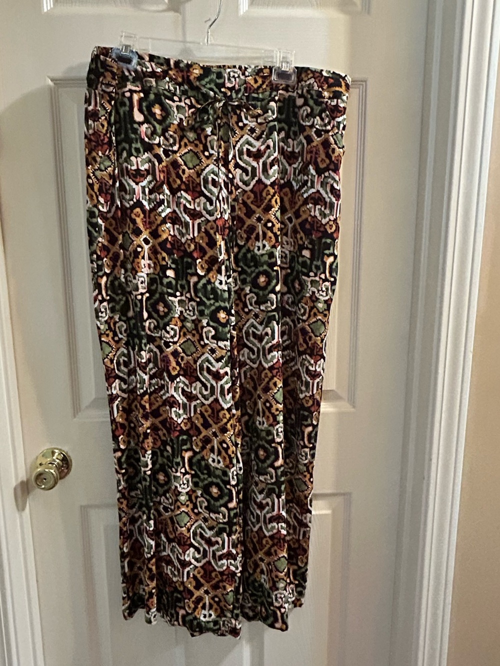 Patterned Wide Leg Lounge Pants - Green Multi